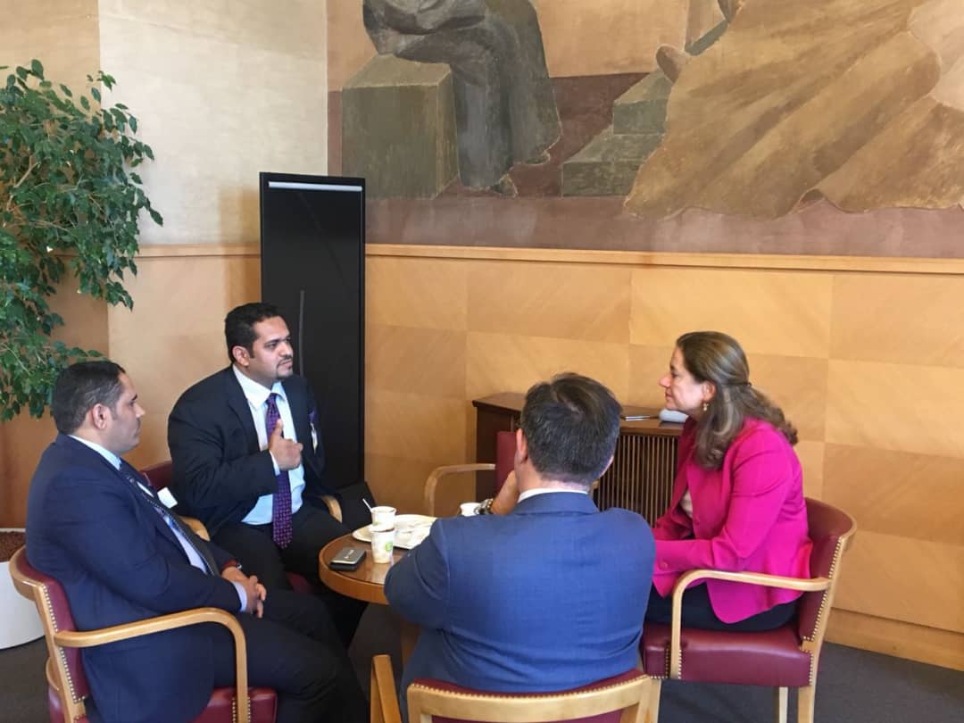 عسكر يناقش مع السفراء العرب في جنيف ملف انتهاكات حقوق الانسان في اليمن ويلتقي سفير هولندا
