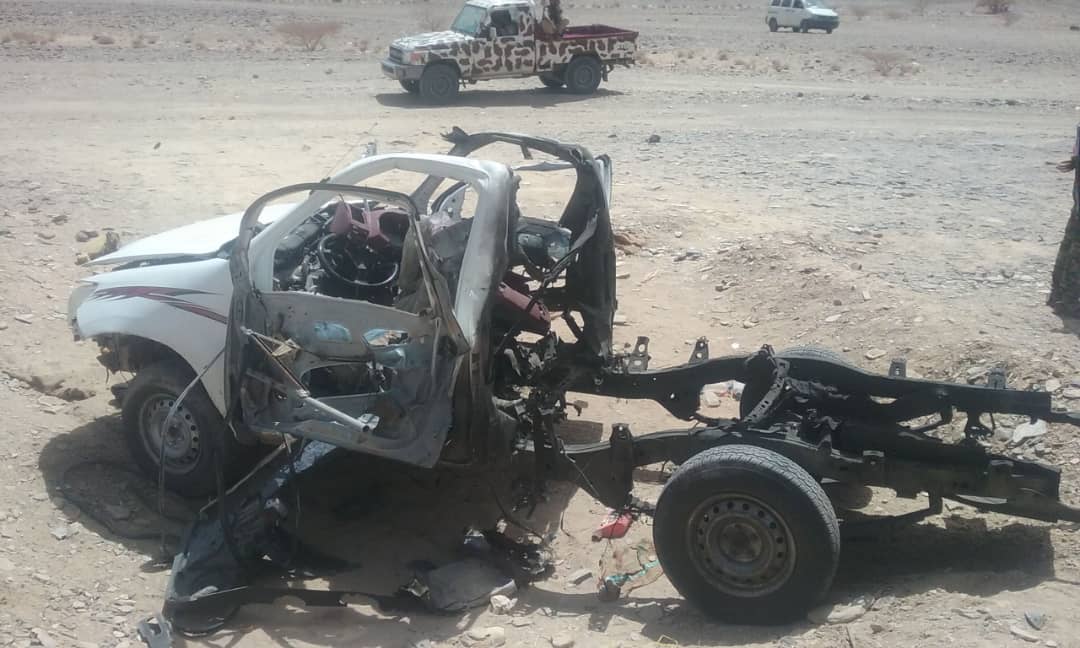 إنفجار سيارة ووفاة سائقها بنقطة باثوبان بمديرية مرخة بشبوة