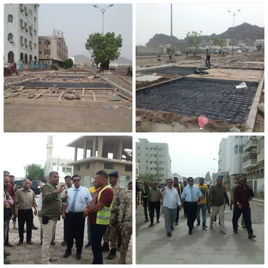 الوكيل الشاذلي يطلع على سير العمل لمشروع الخرسانات الإسفلتية لشارع ميناء الدكة بعدن