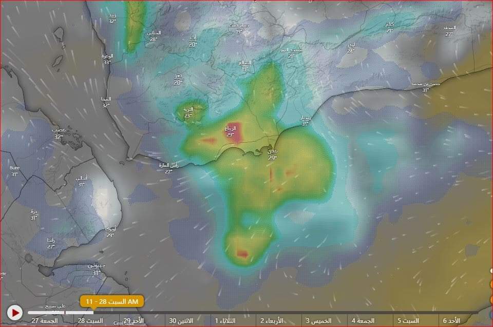 الارصاد تحذر من أمطار غزيرة يوم غدآ السبت على عدن والمحافظات المجاورة 