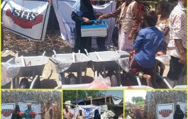 مدير الوحدة التنفيذية لإدارة مخيمات النازحين بأبين يدشن توزيع ادوات زراعية 