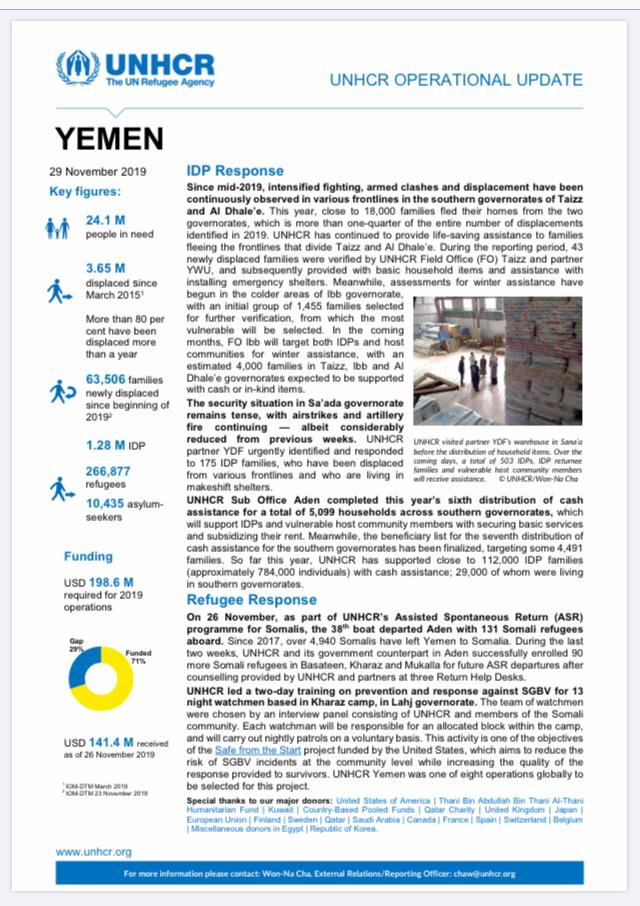 الامم المتحدة: إجلاء (4940) لاجئاً صومالياً من اليمن إلى بلادهم منذ 2017