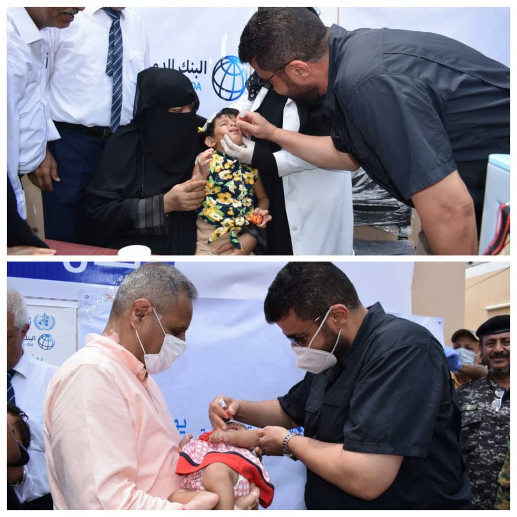 محافظ عدن يدشن الجولة الثانية لحملة شلل الاطفال