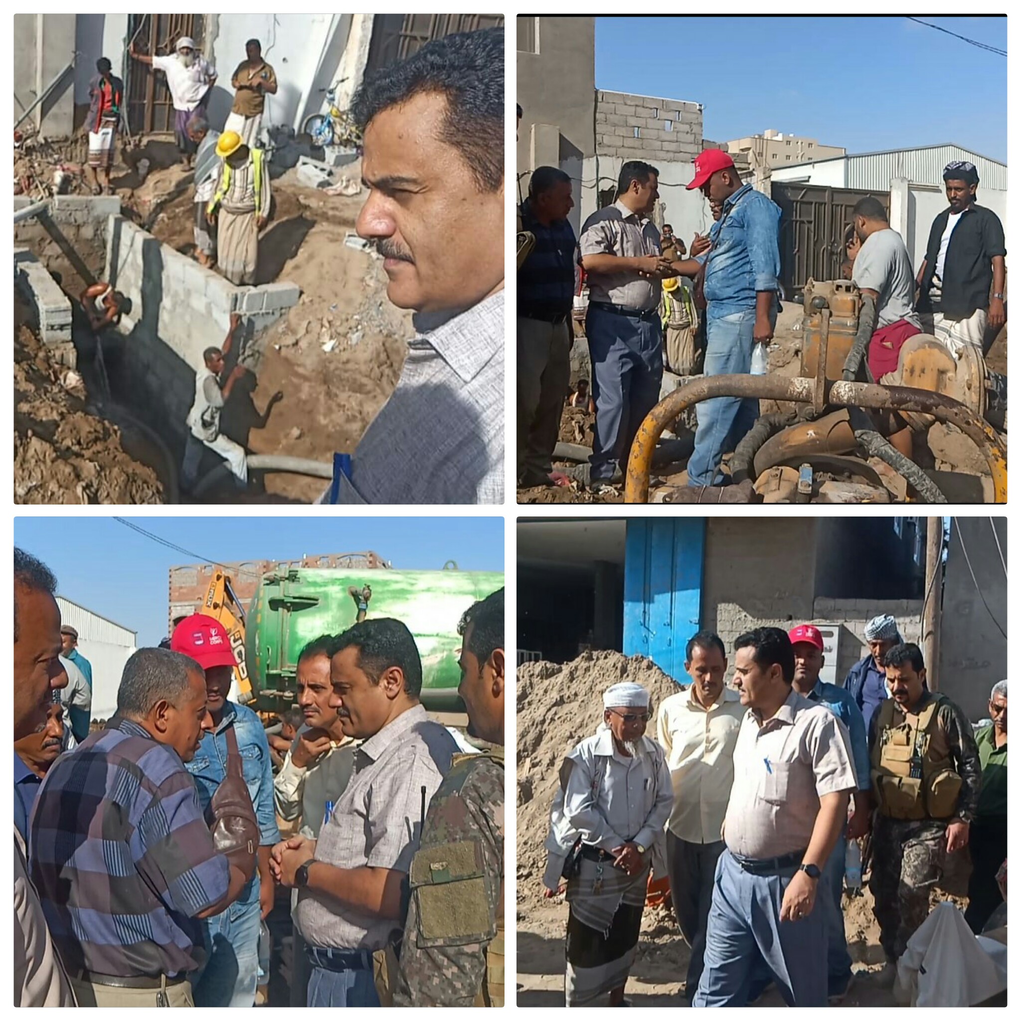 مدير عام المنصورة يتفقد العمل في مشروع تقوية المياه بمنطقة بئر فضل