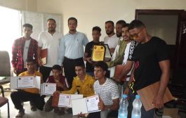 إدارة الشباب والطلاب بانتقالي لحج تكرم الفائزين بالبطولة العربية للجودو
