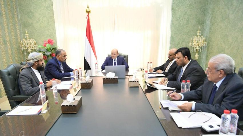 الأمن والخدمات في اجتماع رئيس وأعضاء مجلس القيادة الرئاسي في عدن 