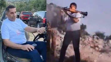صورة غريبة لسفير العراق في بيروت وهو يطلق قذيفة آر بي جي حربية