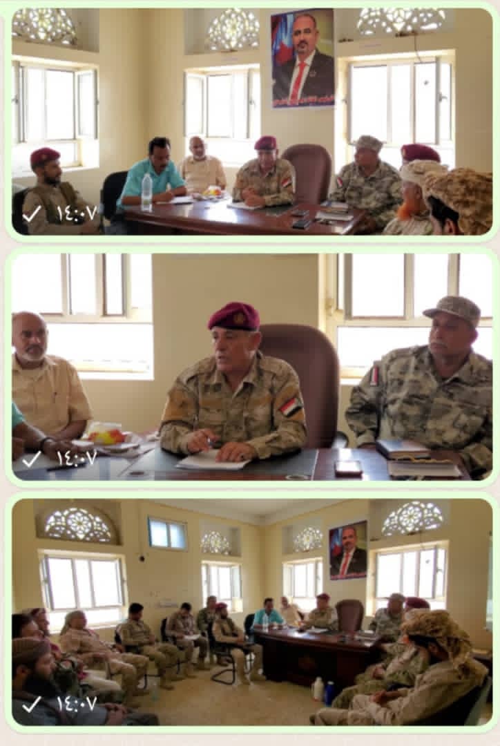 لقاء عسكري لمحور الضالع وقطاع مريس للوقوف أمام أوضاع الجبهة والأعمال القتالية 