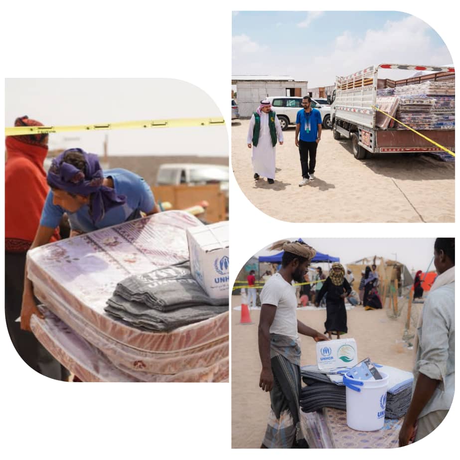 فريق مركز الملك سلمان يطلع على سير توزيع المواد الإيوائية للنازحين في مخيم العطيرة بلحج