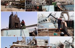 بدأ أعمال إنتشال السفن الغارقة في ميناء الإصطياد السمكي بالعاصمة عدن