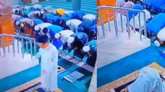 شاهد بالفيديو .. وفاة أمام مسجد خلال صلاة الفجر