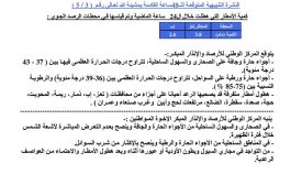 مركز الأرصاد والانذار المبكر وتوقعات بأجواء ماطرة وحارة بعدد من المحافظات خلال 24 ساعة