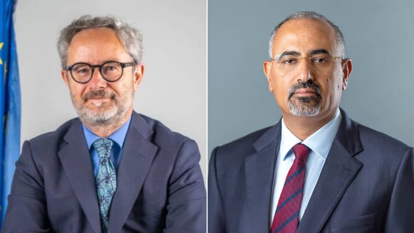 الزُبيدي يبحث مع رئيس بعثة الاتحاد الأوروبي الأوضاع الراهنة في اليمن وسُبل دعم جهود السلام