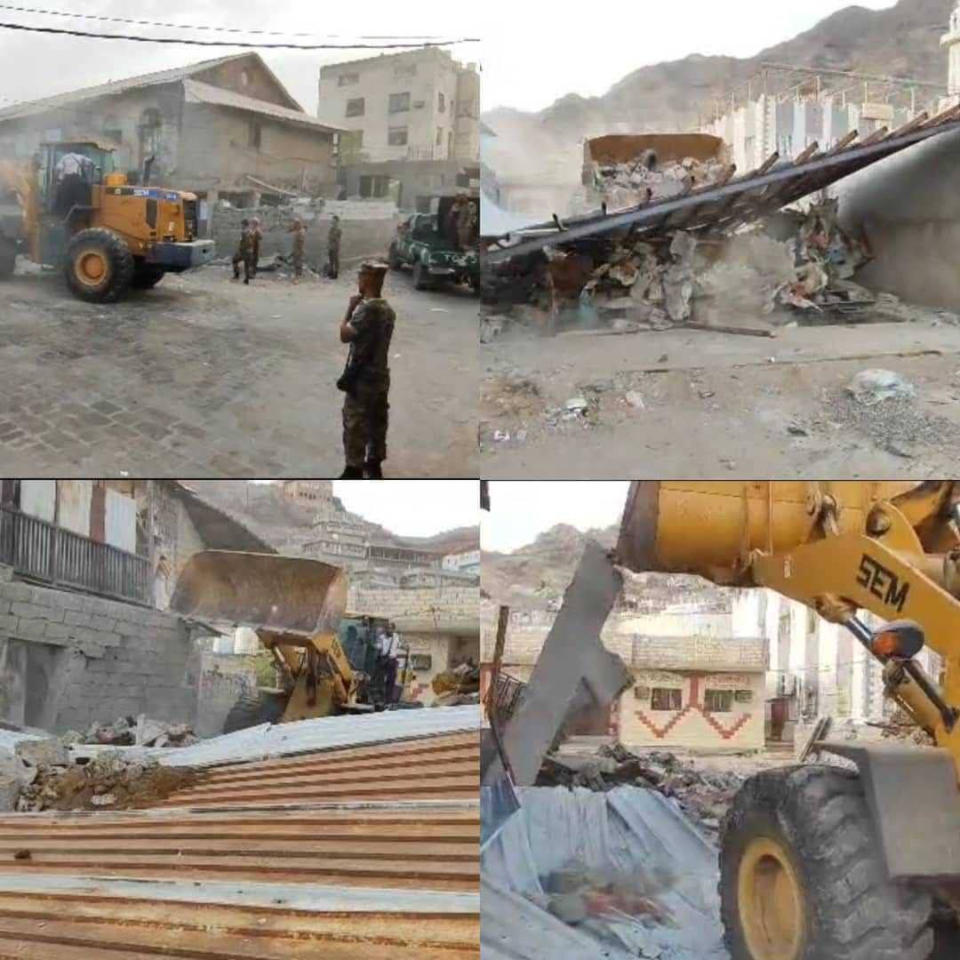 إزالة بناء عشوائي في مديرية التواهي ووحدة حماية الأراضي تؤمن العملية