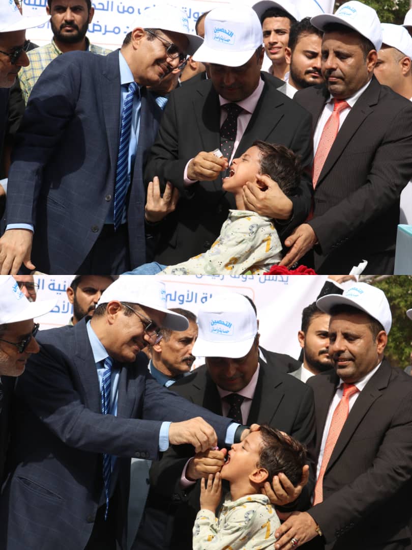رئيس الوزراء و معالي وزير الصحة يدشنان حملة التطعيم الطارئة ضد الفيروس القاتل المسبب لشلل الاطفال