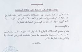 مكتب الصناعة و التجارة بلحج يصدر تعميما حول إشهار الأسعار على واجهات المحلات التجارية